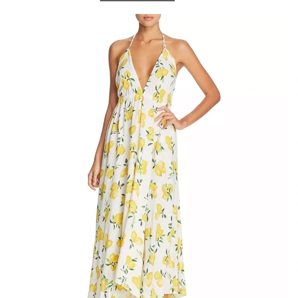 Kate Spade Lemon Halter Swim Cover Up Maxi Dress - Picture 1 of 9